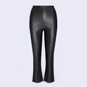 Black faux leather cropped flare leggings